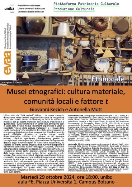 Musei etnografici: cultura materiale, comunità locali e fattore t